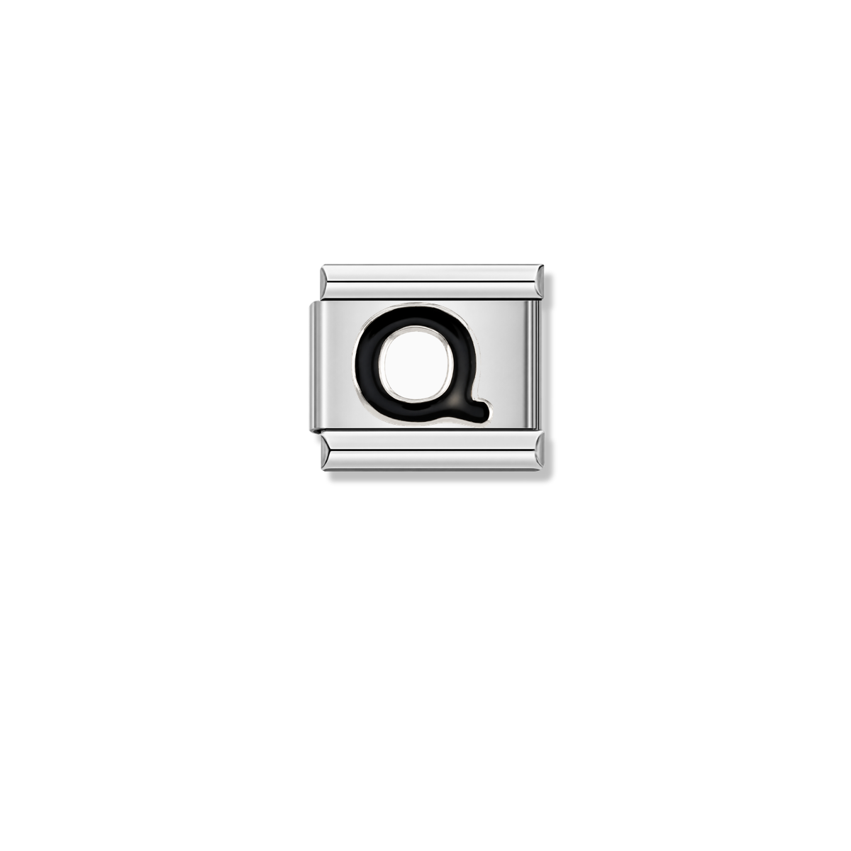 Black Letter Q – silver Italian charm by Italycharm