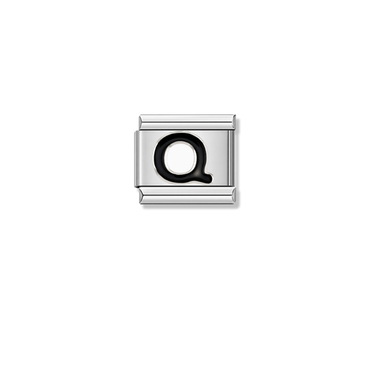 Black Letter Q – silver Italian charm by Italycharm