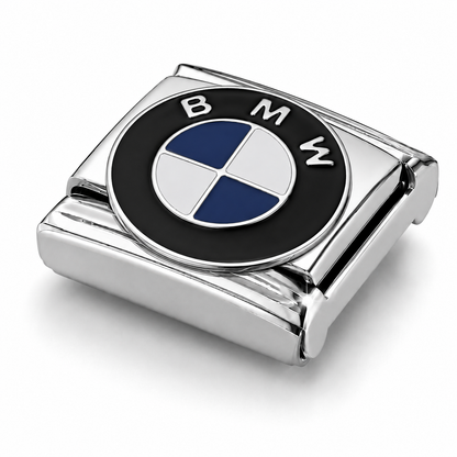BMW – silver Italian charm close-up view