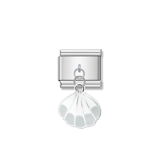 White Shell – Silver Italian Pendant Charm – Italian charm by Italycharm