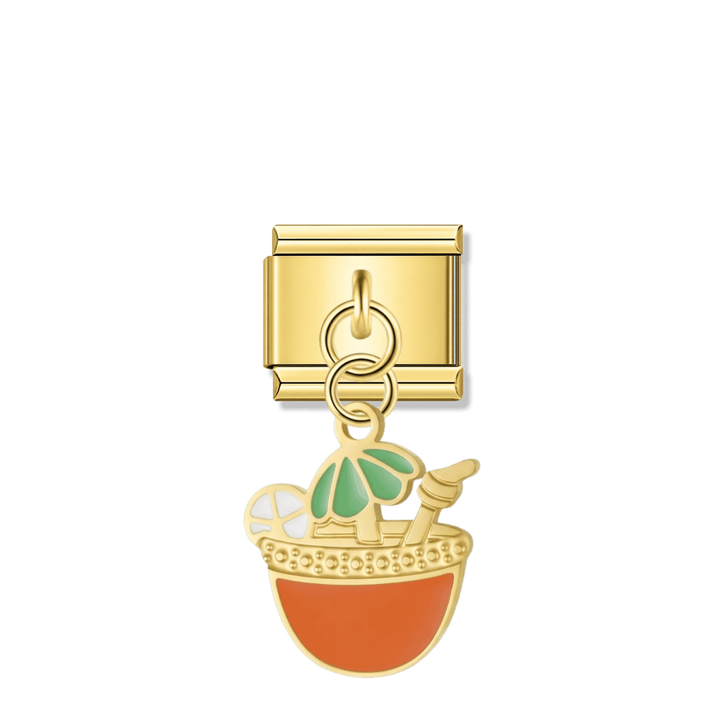 Beach Cocktail – Gold Italian Pendant Charm