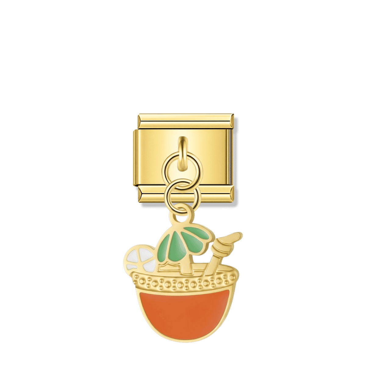 Beach Cocktail – Gold Italian Pendant Charm – Italian charm by Italycharm