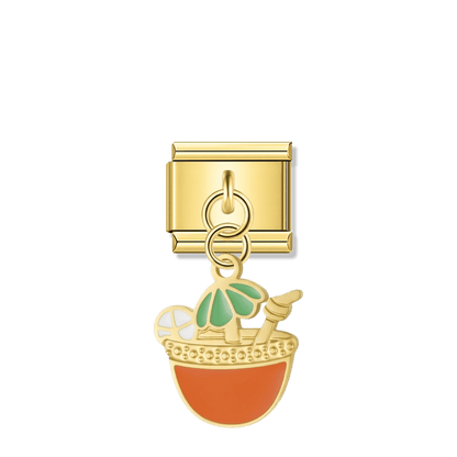 Beach Cocktail – Gold Italian Pendant Charm – Italian charm by Italycharm