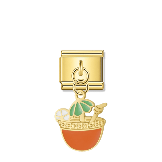 Beach Cocktail – Gold Italian Pendant Charm – Italian charm by Italycharm