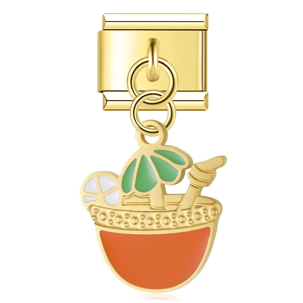 Beach Cocktail – Gold Italian Pendant Charm