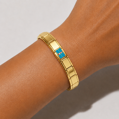 Beacon of Hope – gold Italian charm worn on an Italian charm bracelet