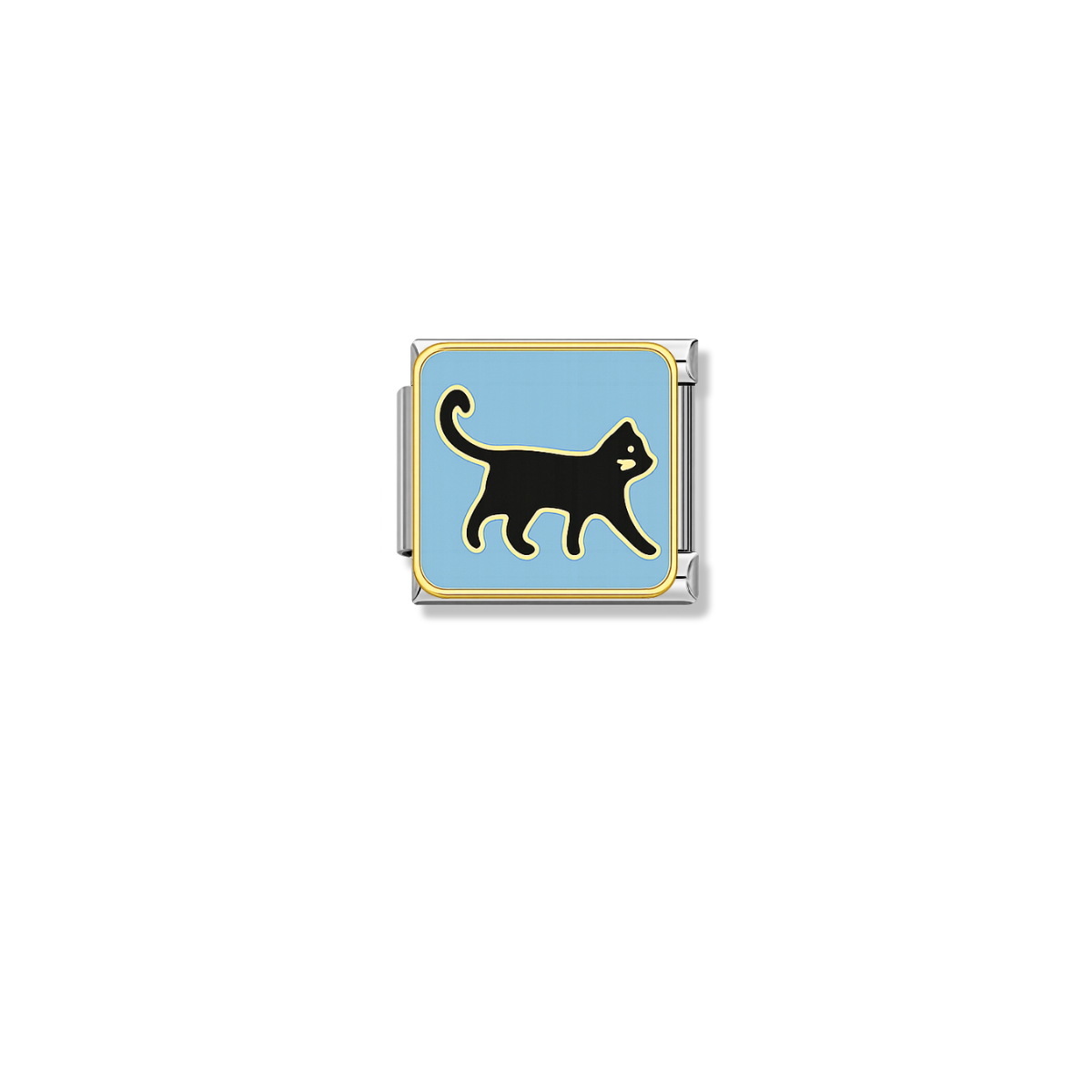 Black Cat Walking – silver Italian charm by Italycharm