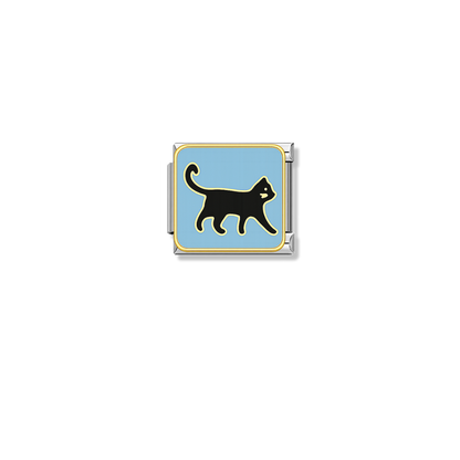 Black Cat Walking – silver Italian charm by Italycharm