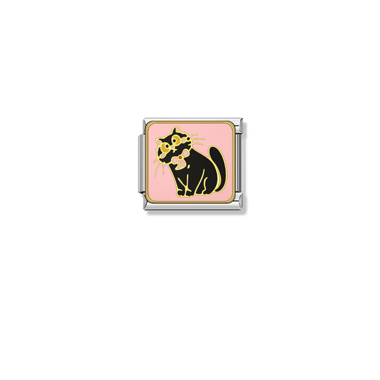Black Cat Wearing Bow Tie – silver Italian charm by Italycharm