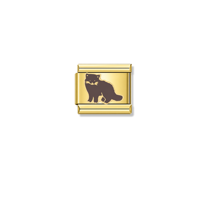 Black Fox – gold Italian charm by Italycharm