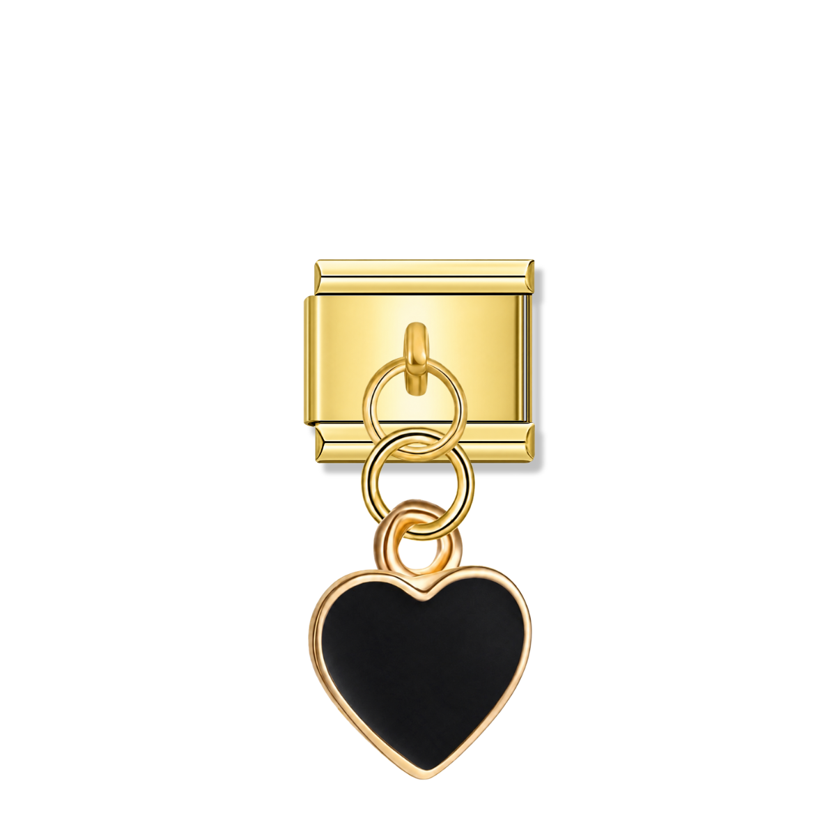 Black Heart – gold Italian pendant charm by Italycharm
