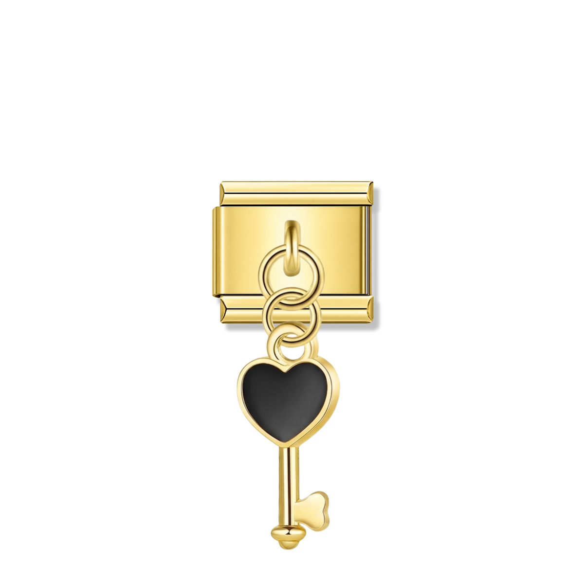 Black Heart Key – gold Italian pendant charm by Italycharm