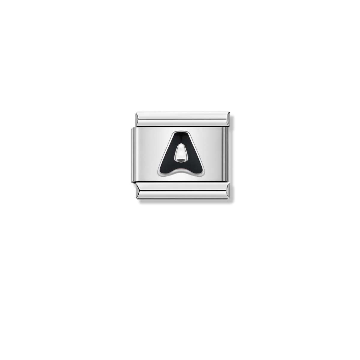 Black Letter A – silver Italian charm by Italycharm
