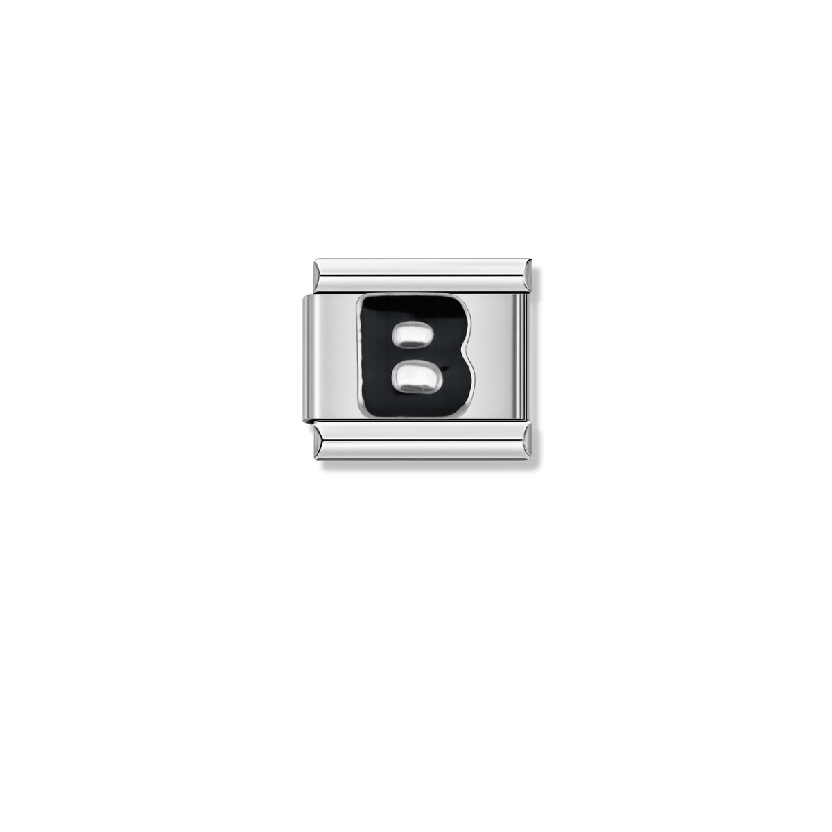 Black Letter B – silver Italian charm by Italycharm