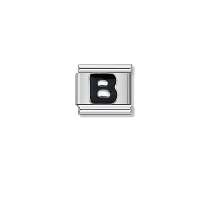 Black Letter B – silver Italian charm by Italycharm