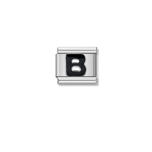 Black Letter B – silver Italian charm by Italycharm