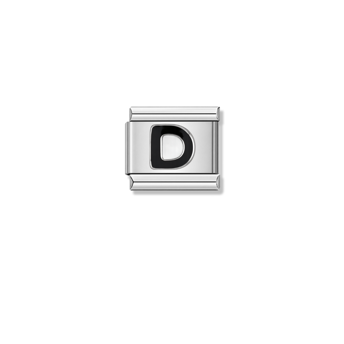 Black Letter D – silver Italian charm by Italycharm