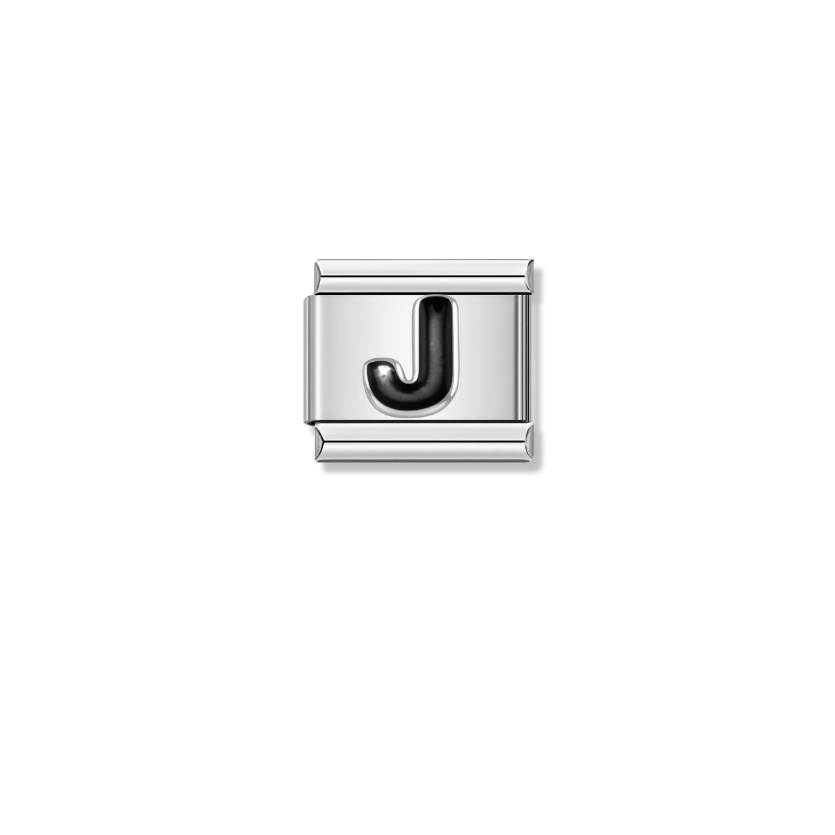 Black Letter J – silver Italian charm by Italycharm