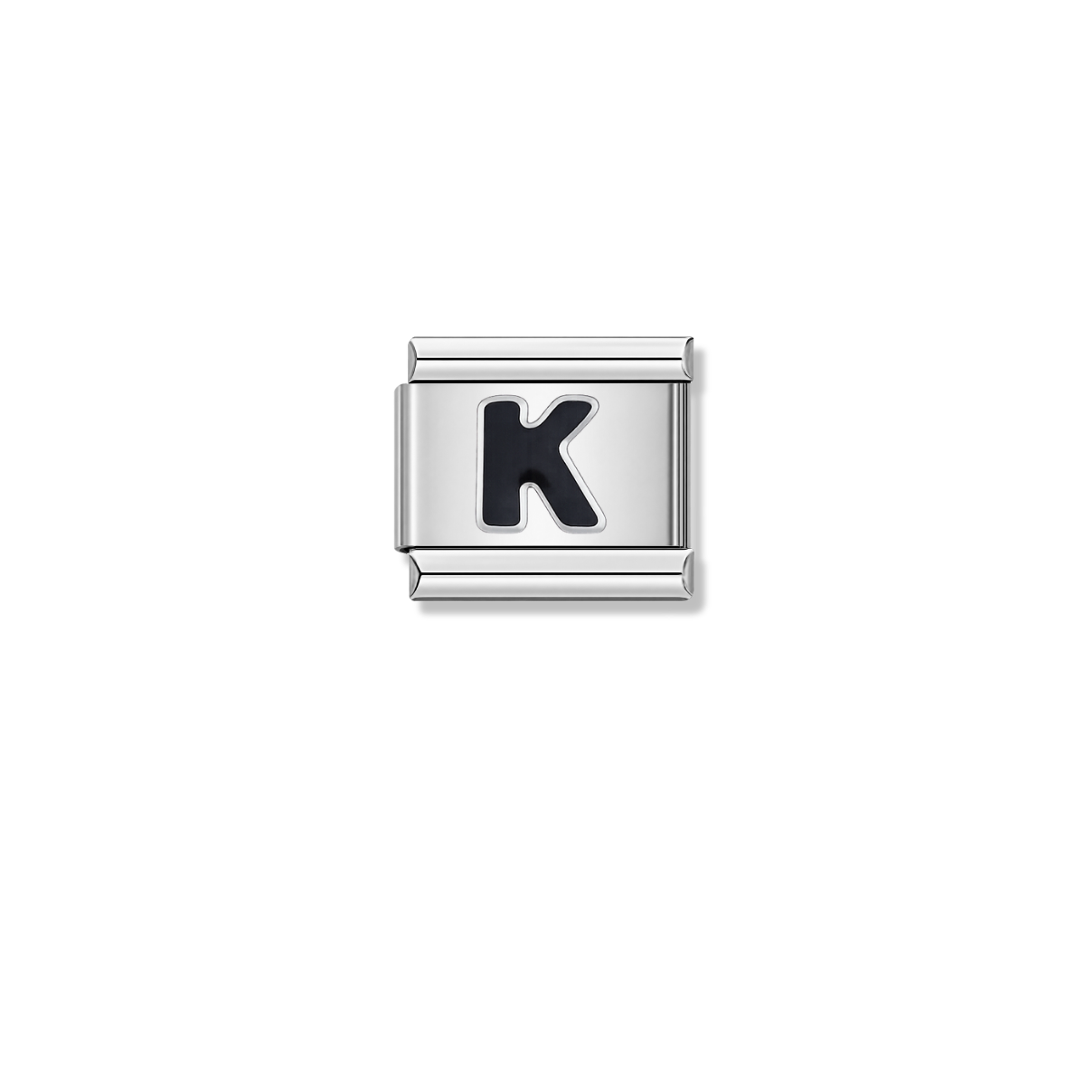 Black Letter K – silver Italian charm by Italycharm