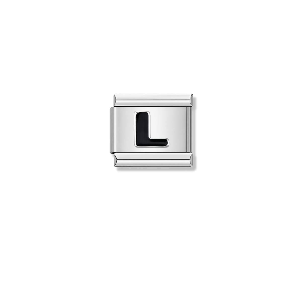 Black Letter L – silver Italian charm by Italycharm