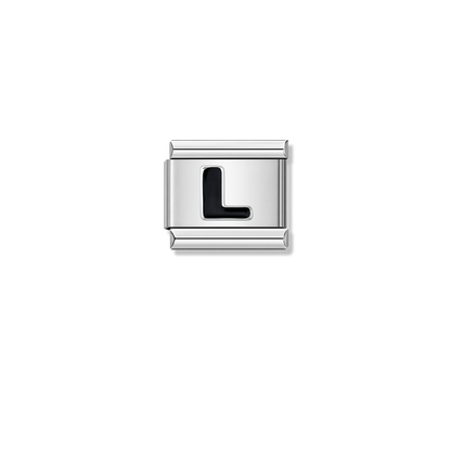 Black Letter L – silver Italian charm by Italycharm