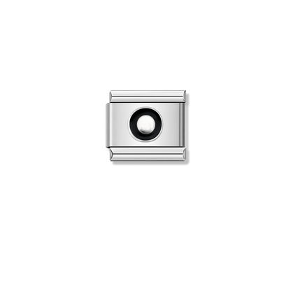 Black Letter O – silver Italian charm by Italycharm