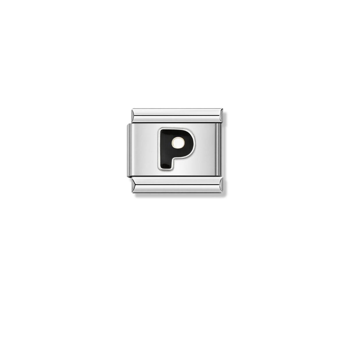 Black Letter P – silver Italian charm by Italycharm