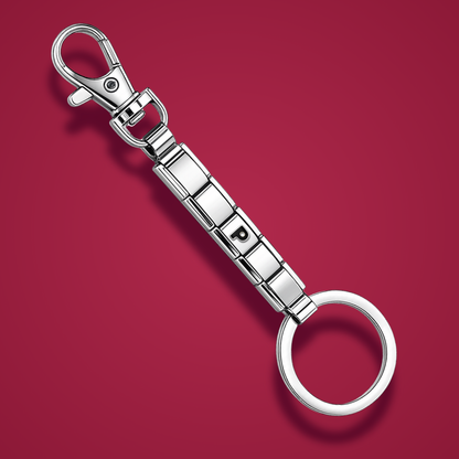 Black Letter P – silver Italian charm worn on an Italian charm bracelet
