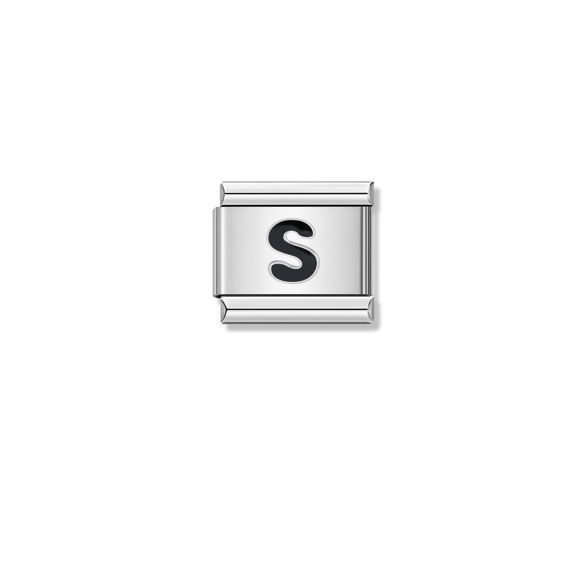 Black Letter S – silver Italian charm by Italycharm