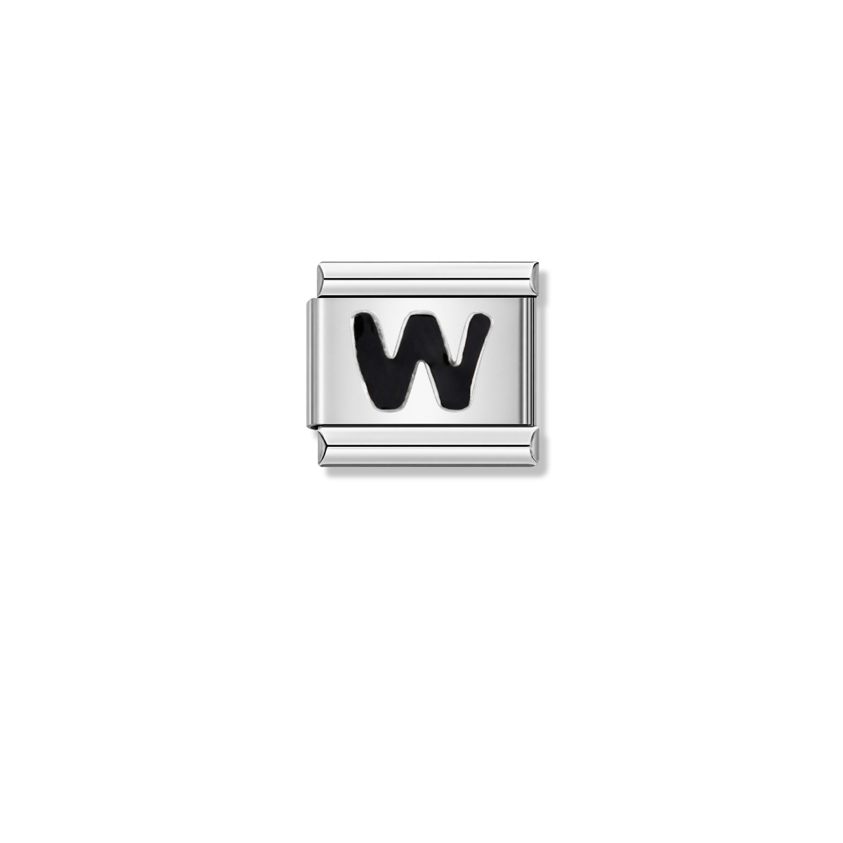 Black Letter W – silver Italian charm by Italycharm