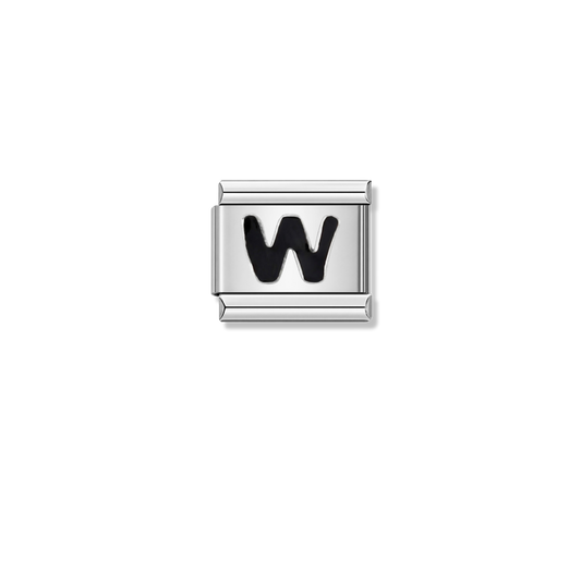 Black Letter W – silver Italian charm by Italycharm