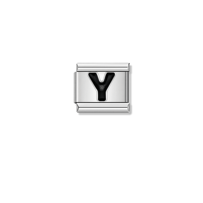 Black Letter Y – silver Italian charm by Italycharm