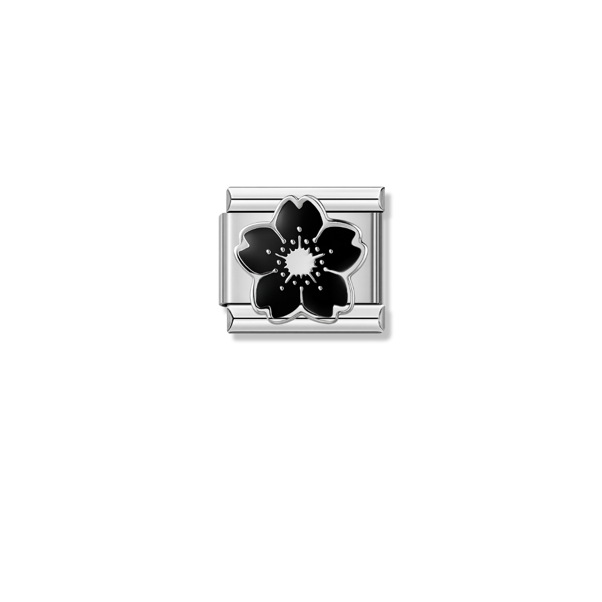 Black Sakura – silver Italian charm by Italycharm