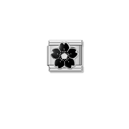 Black Sakura – silver Italian charm by Italycharm