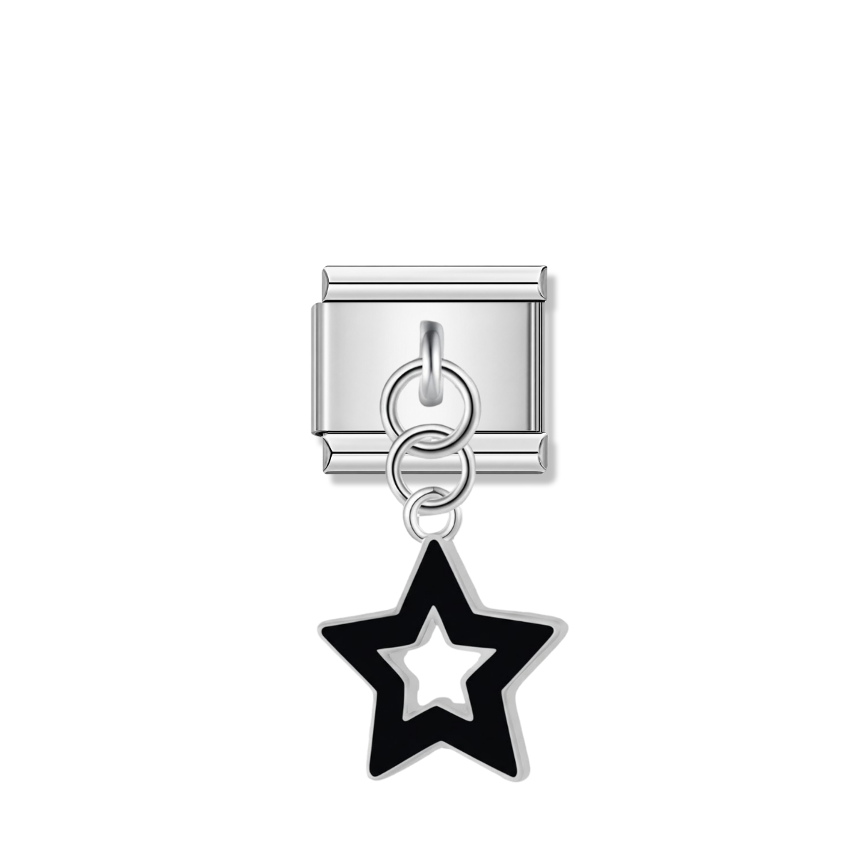 Black Star – silver Italian pendant charm by Italycharm