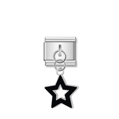 Black Star – silver Italian pendant charm by Italycharm