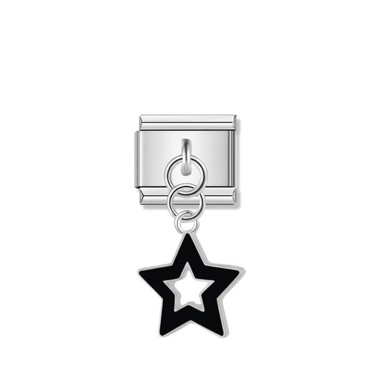 Black Star – silver Italian pendant charm by Italycharm