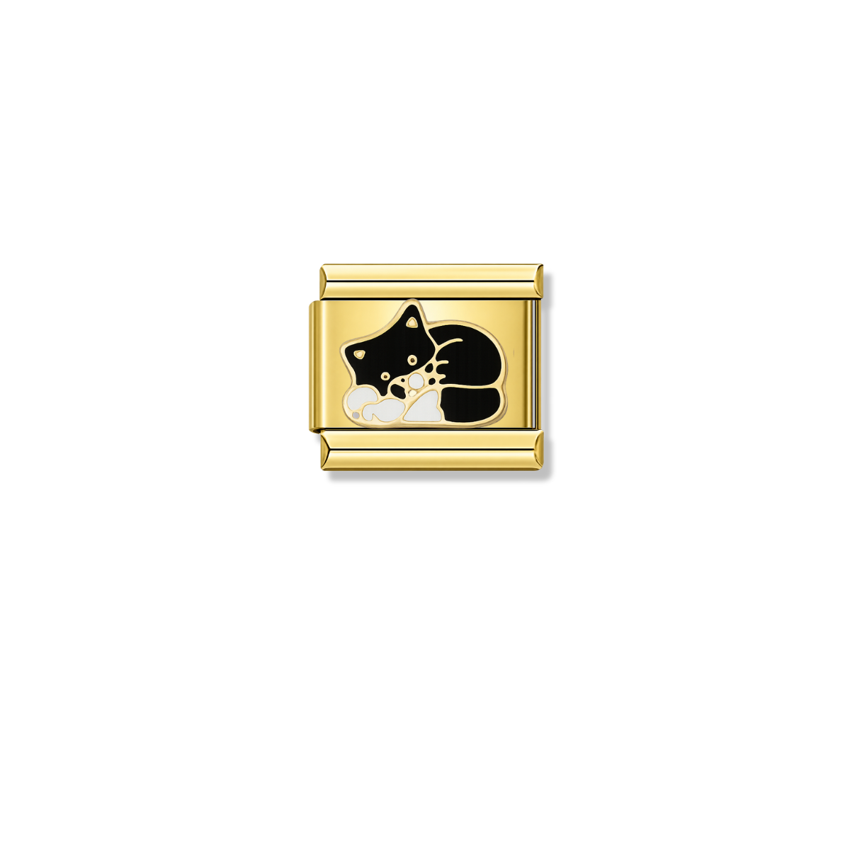 Black and White Cat – gold Italian charm by Italycharm