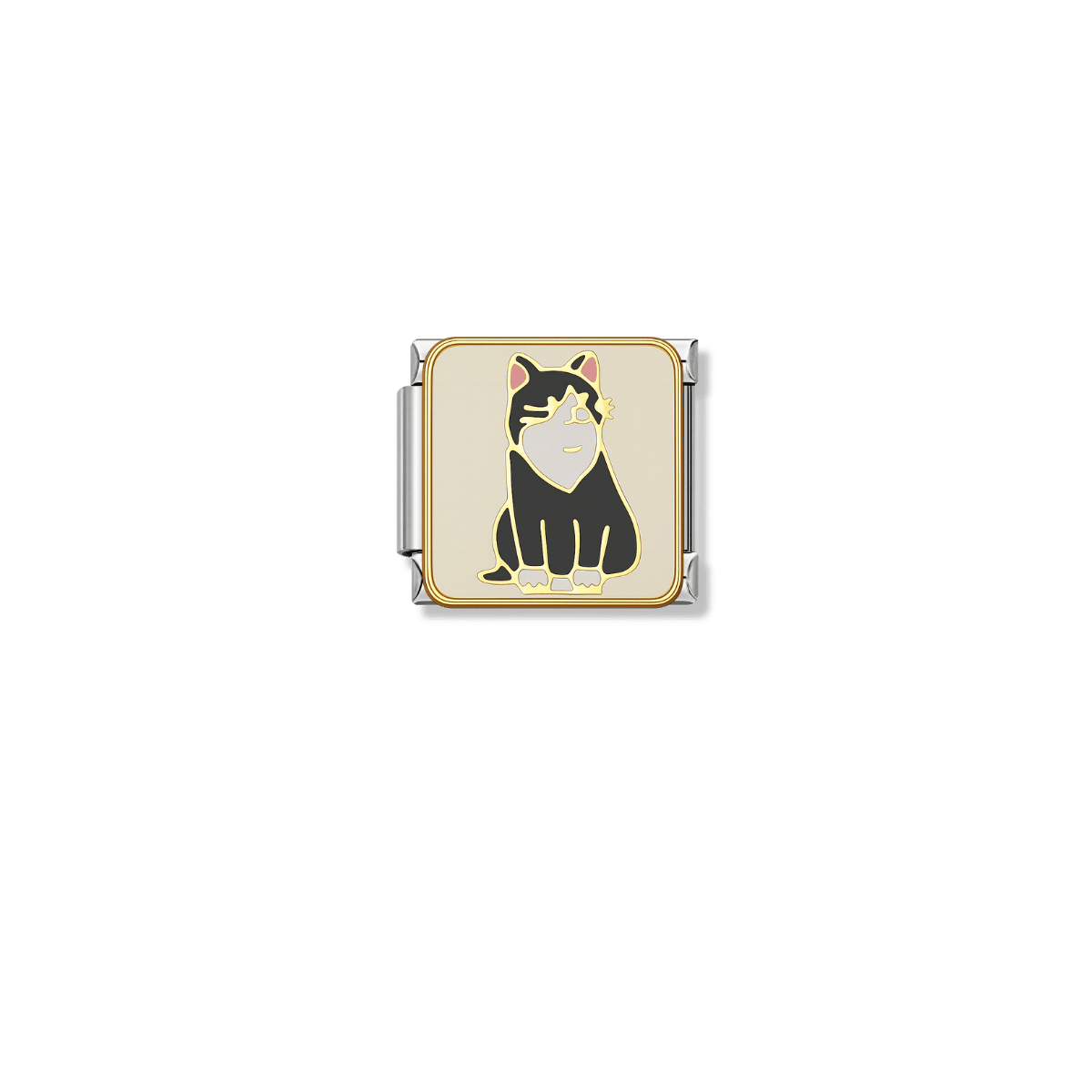 Black and White Cat – silver Italian charm by Italycharm