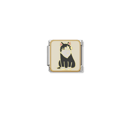 Black and White Cat – silver Italian charm by Italycharm