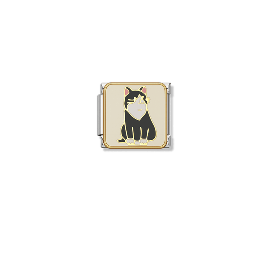 Black and White Cat – silver Italian charm by Italycharm