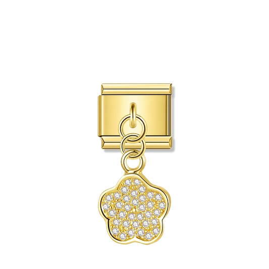 Blossom Flower with CZ – gold Italian pendant charm by Italycharm