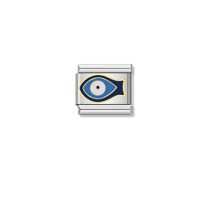 Blue Fish Eye – silver Italian charm by Italycharm