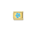 Blue Flower - Gold Charm