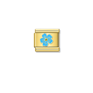 Blue Flower - Gold Charm