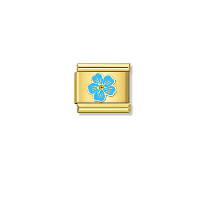Blue Flower – gold Italian charm by Italycharm
