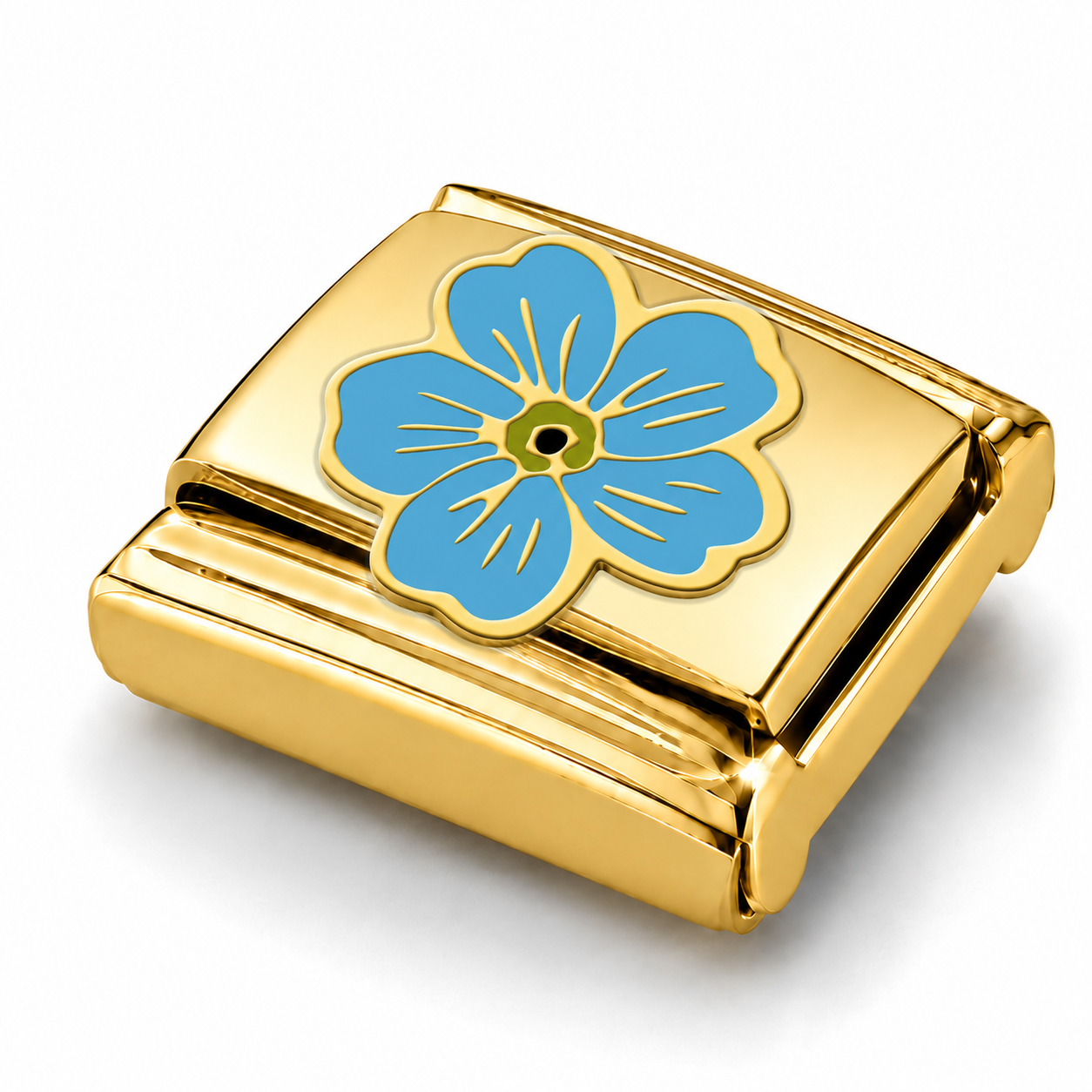 Blue Flower - Gold Charm
