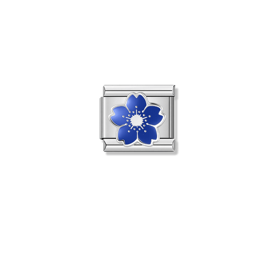 Blue Sakura – silver Italian charm by Italycharm