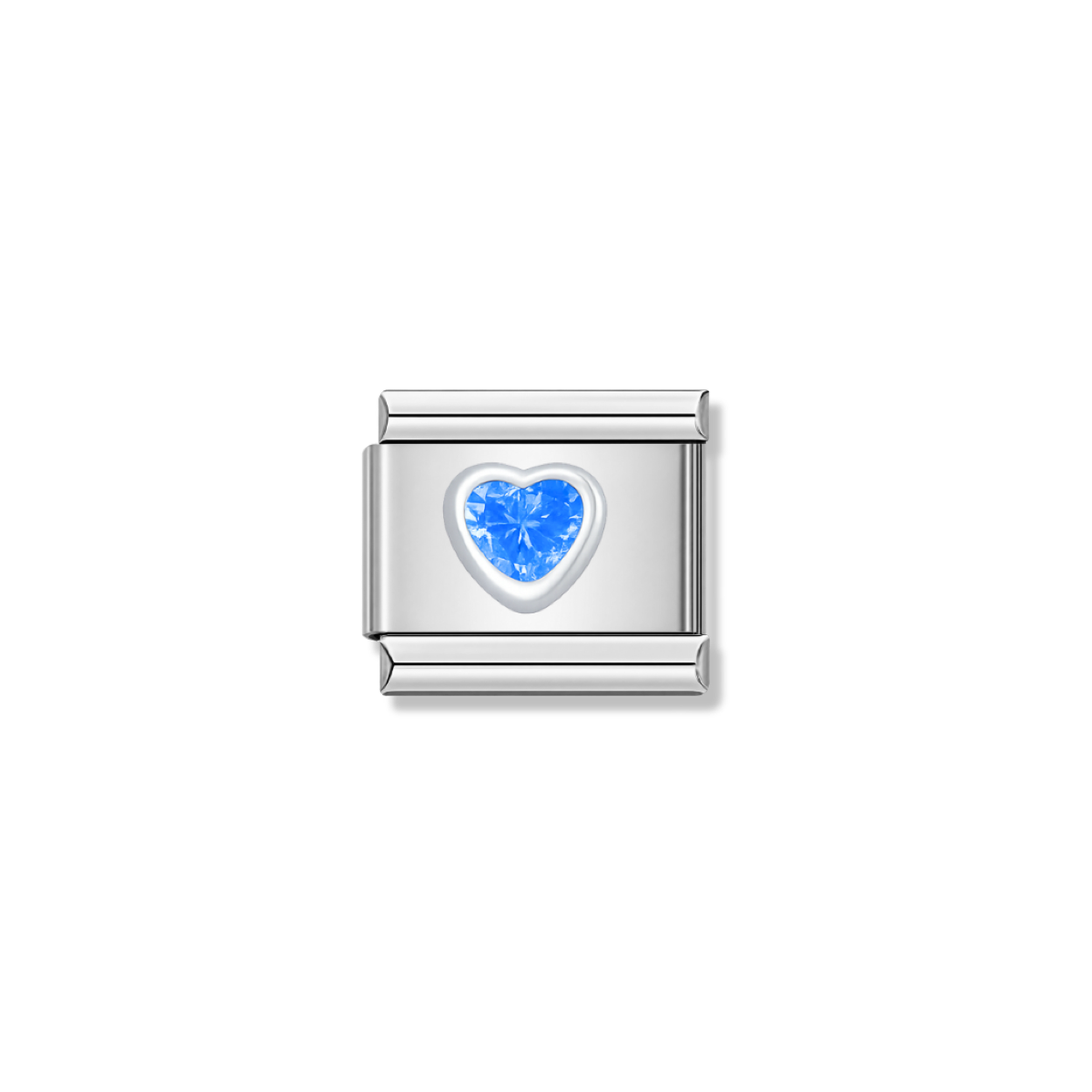 Blue Shiny Romantic Heart – silver Italian charm by Italycharm