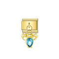 Blue Teardrop Crab - Gold Pendant Charm